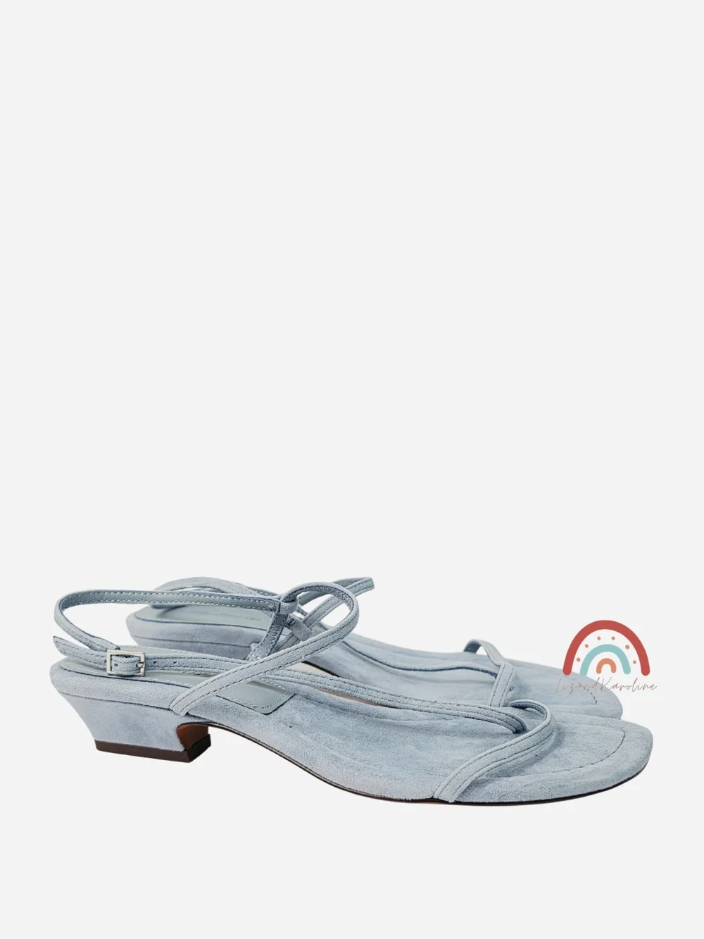 New! Madewell The Maycie Asymmetric T-Strap Sandal in Suede Terrace Blue